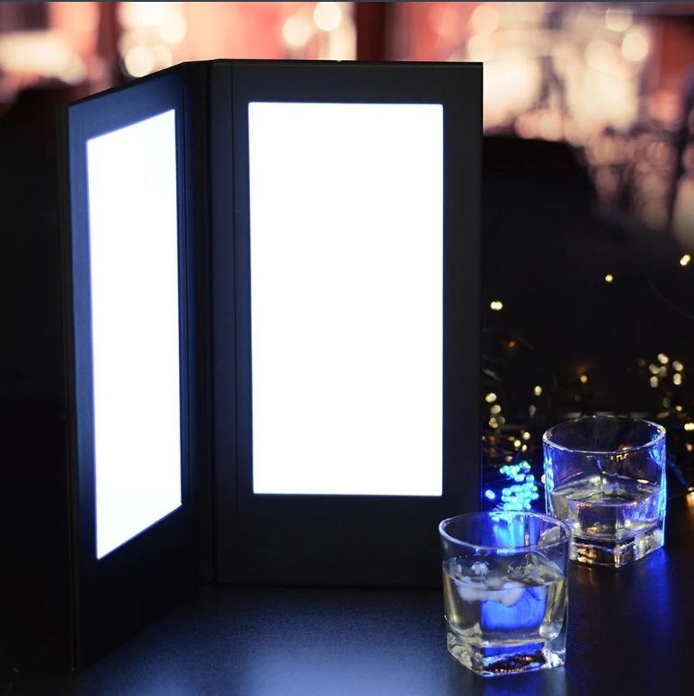 LED Back Lit Folded Menu Holder Dual Page 5.5x11in for Restaurants Cafe Event Venue - Halloween Sale