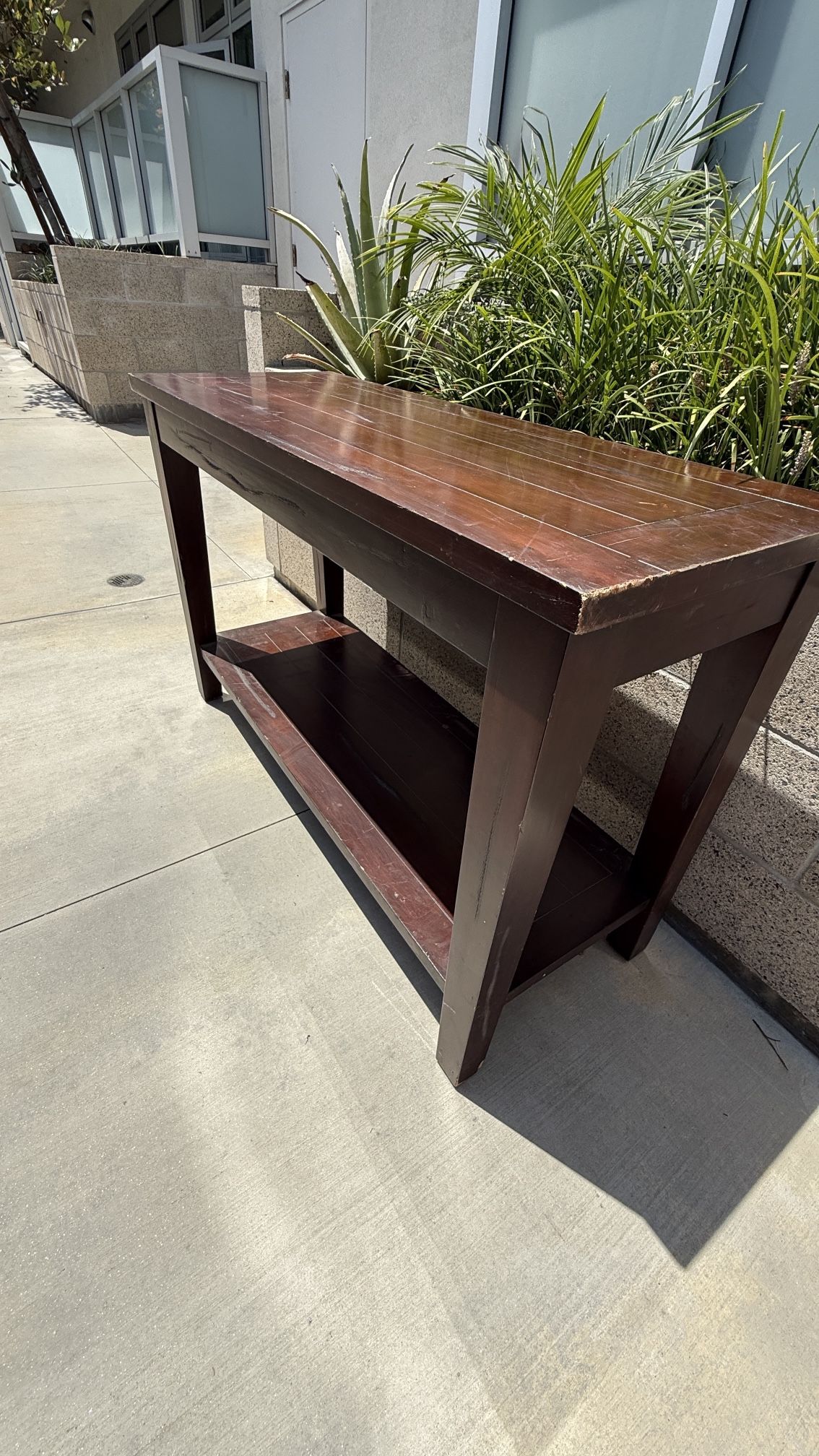 Wood Console Table – Dark Finish (Used)