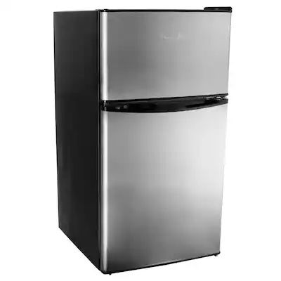 MegaChef - 3.2 Cubic Feet 2 Door Refrigerator/Freezer in Stainless Steel - Silver