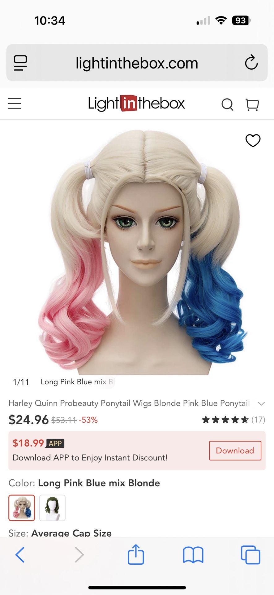 Harley Quinn Probeauty Ponytail Wigs Blonde Pink Blue