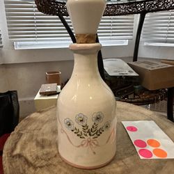 Italian Pottery Ceramic Bottle With Stopper Decanter Or Bubble Bath Holder