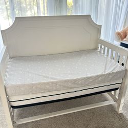 Convertible Baby Crib  with 2 Mattress & Waterproof Cover