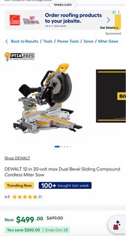 DEWALT 12-in Dual Bevel Sliding Compound Miter Saw