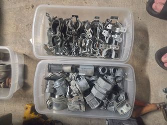 Lot of Conduit Clamps and Fittings