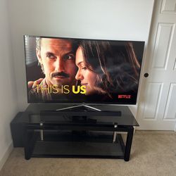 TV, Sound Bar, And Tv Stand 