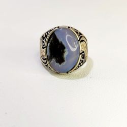 Natural Arabian Gemstone Ring With Silver Frame 925 Size 9 USA