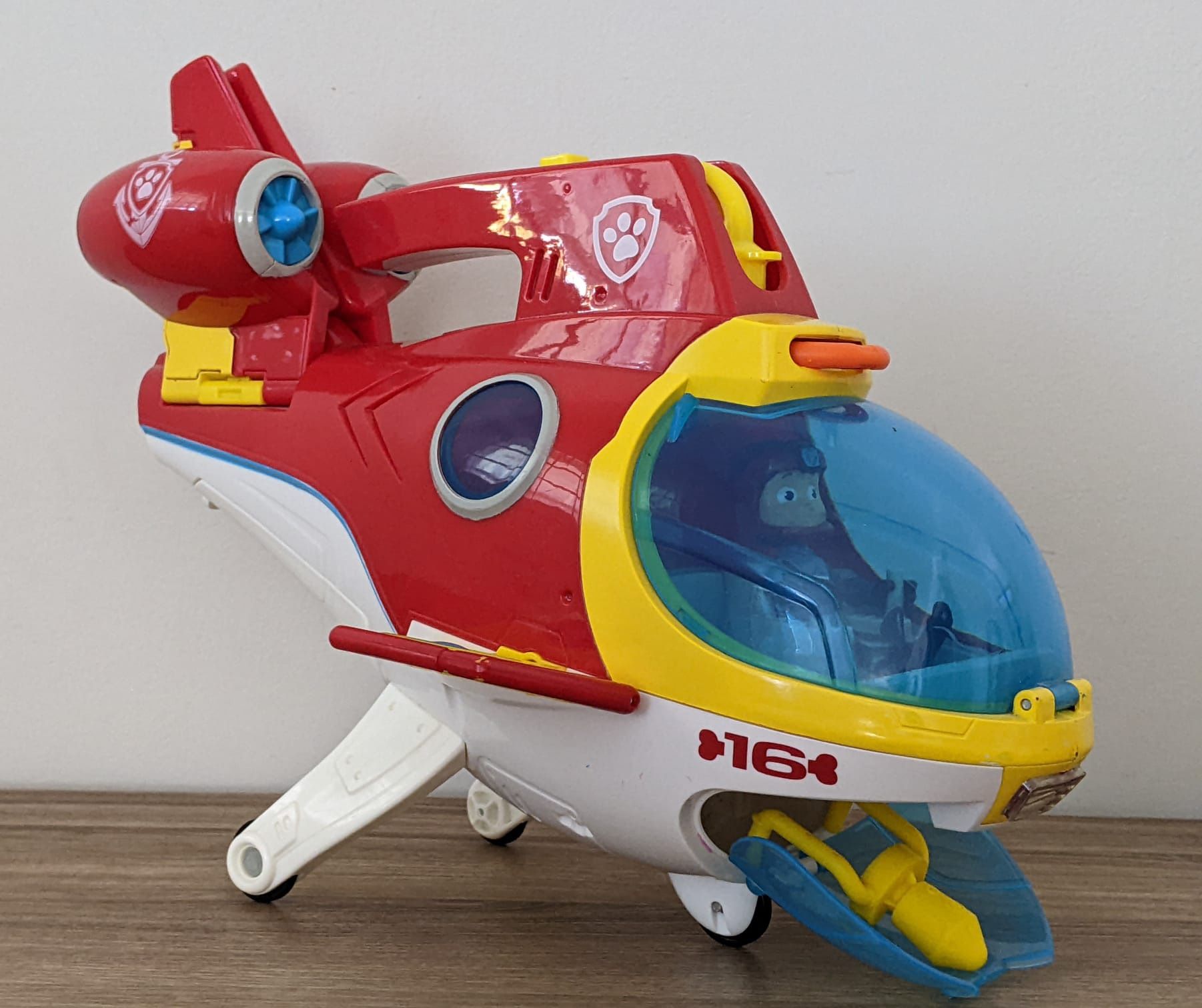 Paw Patrol Sub Patroller Transforming Air to Sea Vehicle with Lights, Sounds, Launcher, and Hidden Trap Door, Used