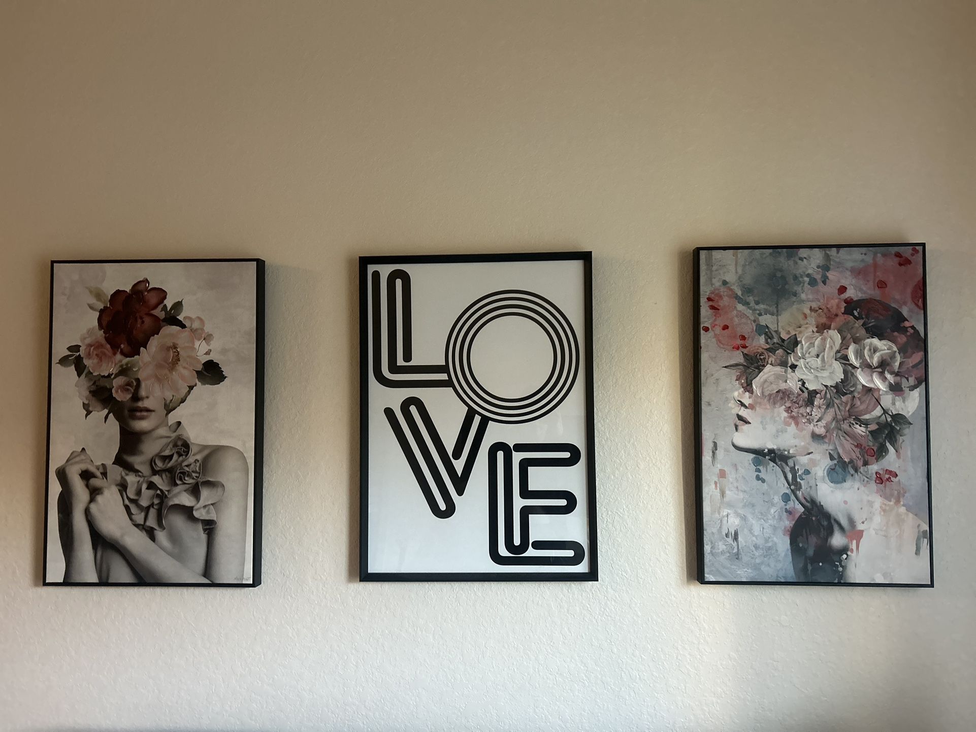 “Modern Floral Love” 3-Piece Wall Art Set