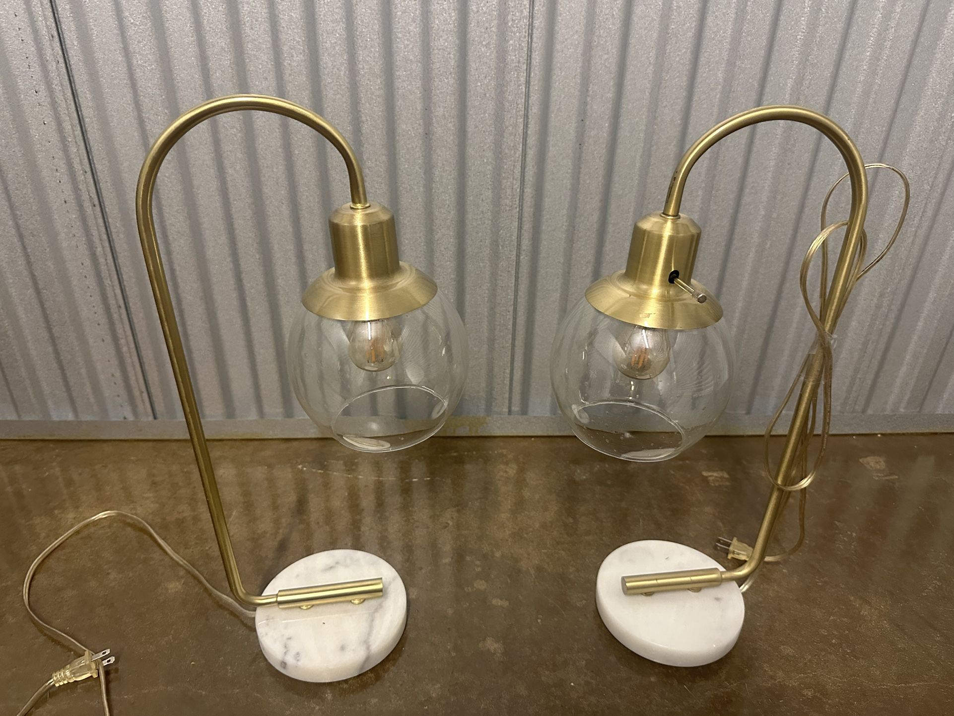 Set of 2 Modern Gold & Marble Table Lamps