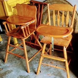 BABY HIGH CHAIR -  Wood Baby  Booster Seat & Tray  - High Chair,