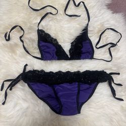  New small purple black bikini y2k festival rave exotic dance wear emo goth gothic 
