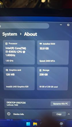 Dell 7400 laptop (win 11) laptop