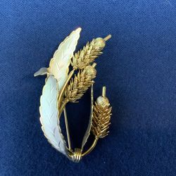 Cattail Lapel Brooch Pin In Both Gold And Silver Tones Vintage Mid Century