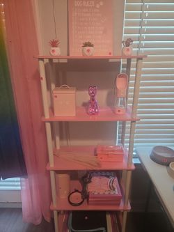 5 tier pink shelves