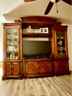 Entertainment center & conventional sofa