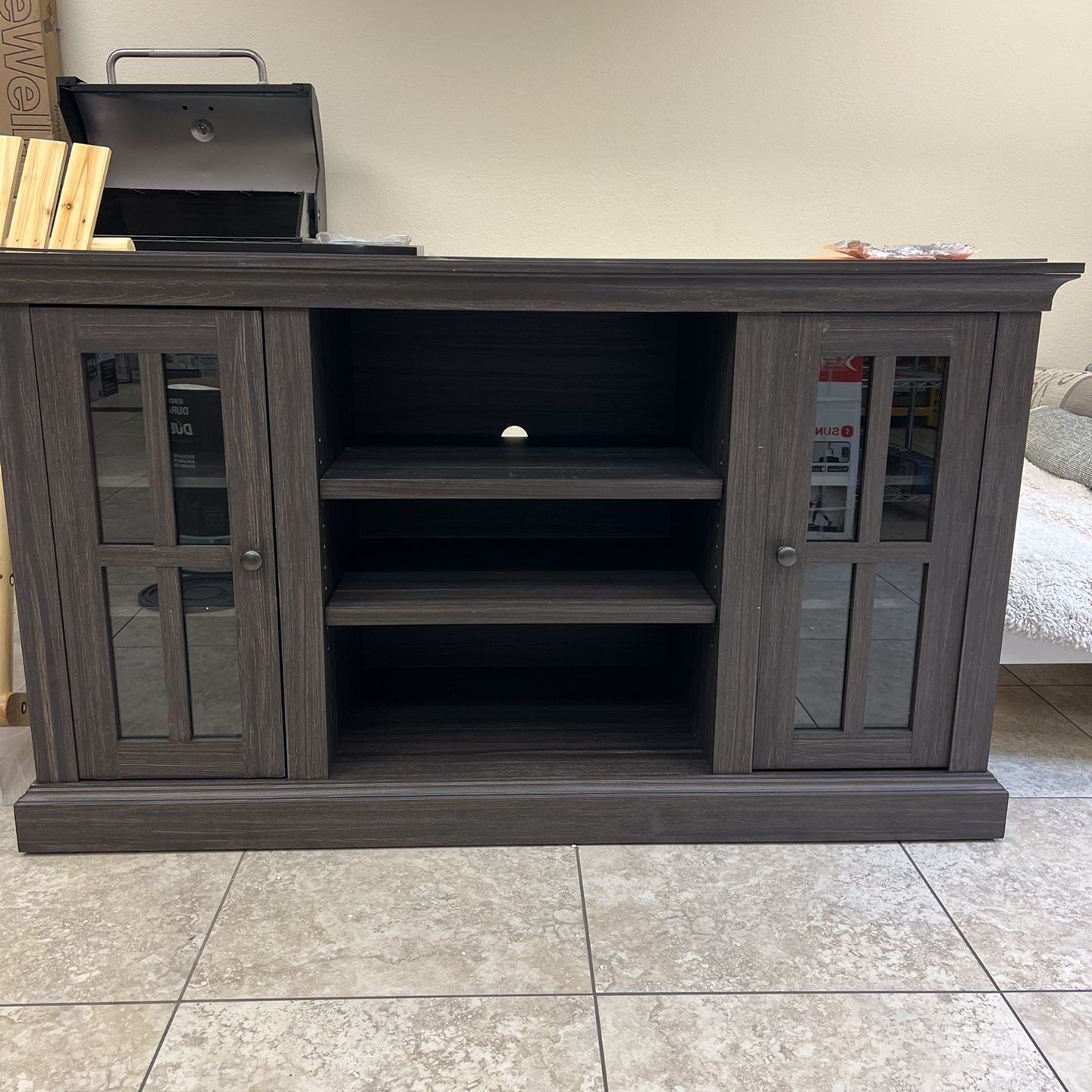 better homes & gardens canton media console tobacco oak finish New Better Homes & Gardens Canton Media Console for TVs up to 70