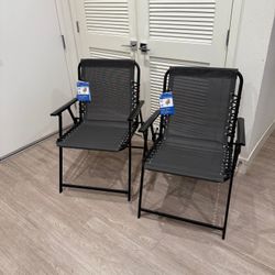 Set of 2 Outdoor Texteline Folding  Chairs, All Weather Chairs for garden , Dark Gray L-21