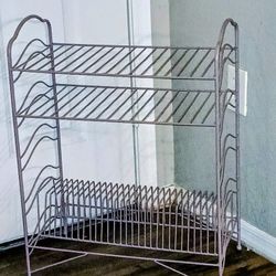 Vintage Inspired Design Two Flat Shelves W/ Bottom Rack Display