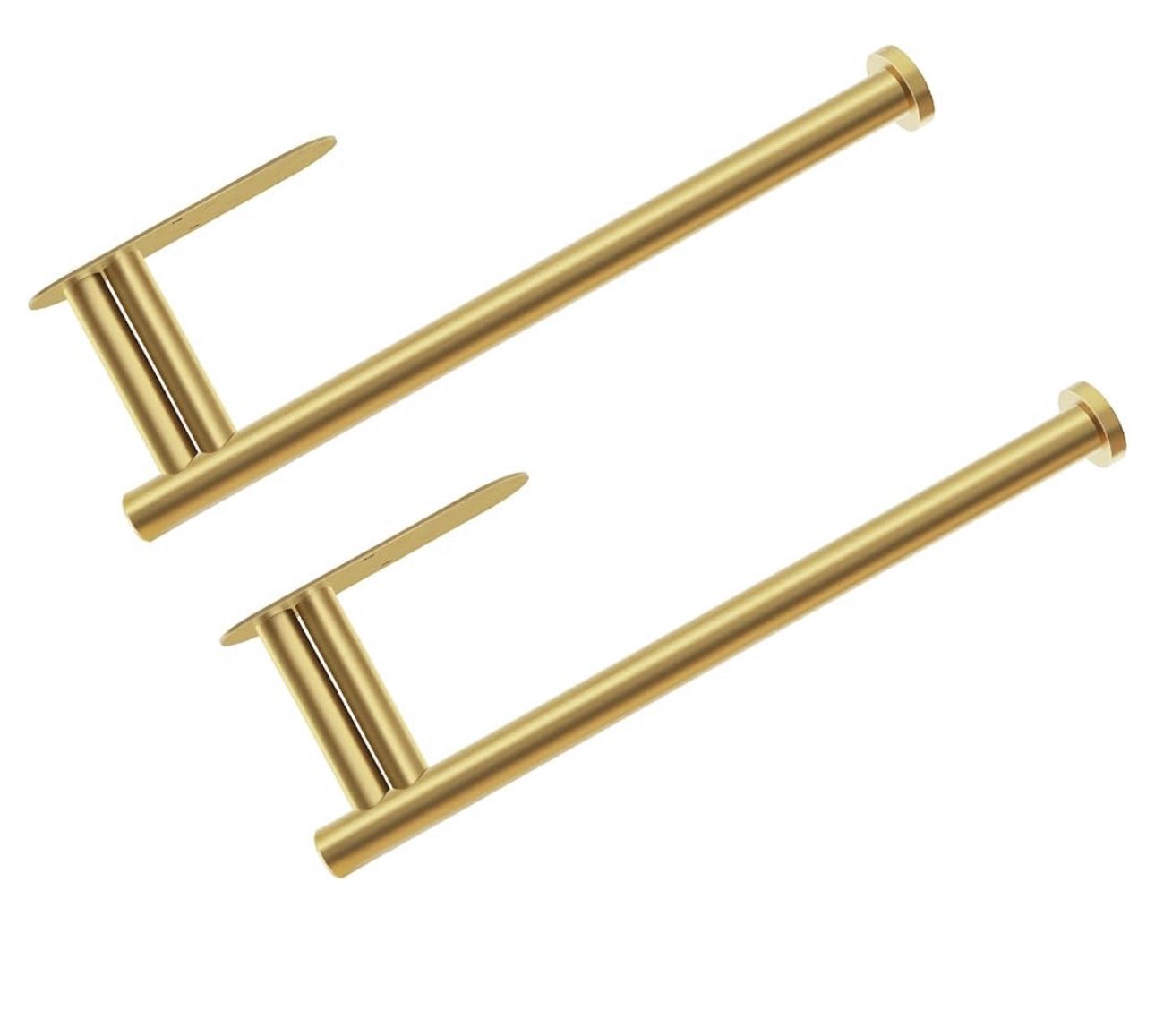 Paper Towel Holder Under Cabinet, Self-Adhesive or Drilling Wall Mounted Paper Towels Rolls Holder for Kitchen, Gold(2 Pieces)