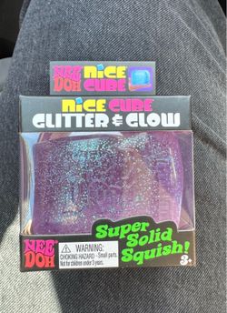 Needoh PURPLE nice cube glitter & glow