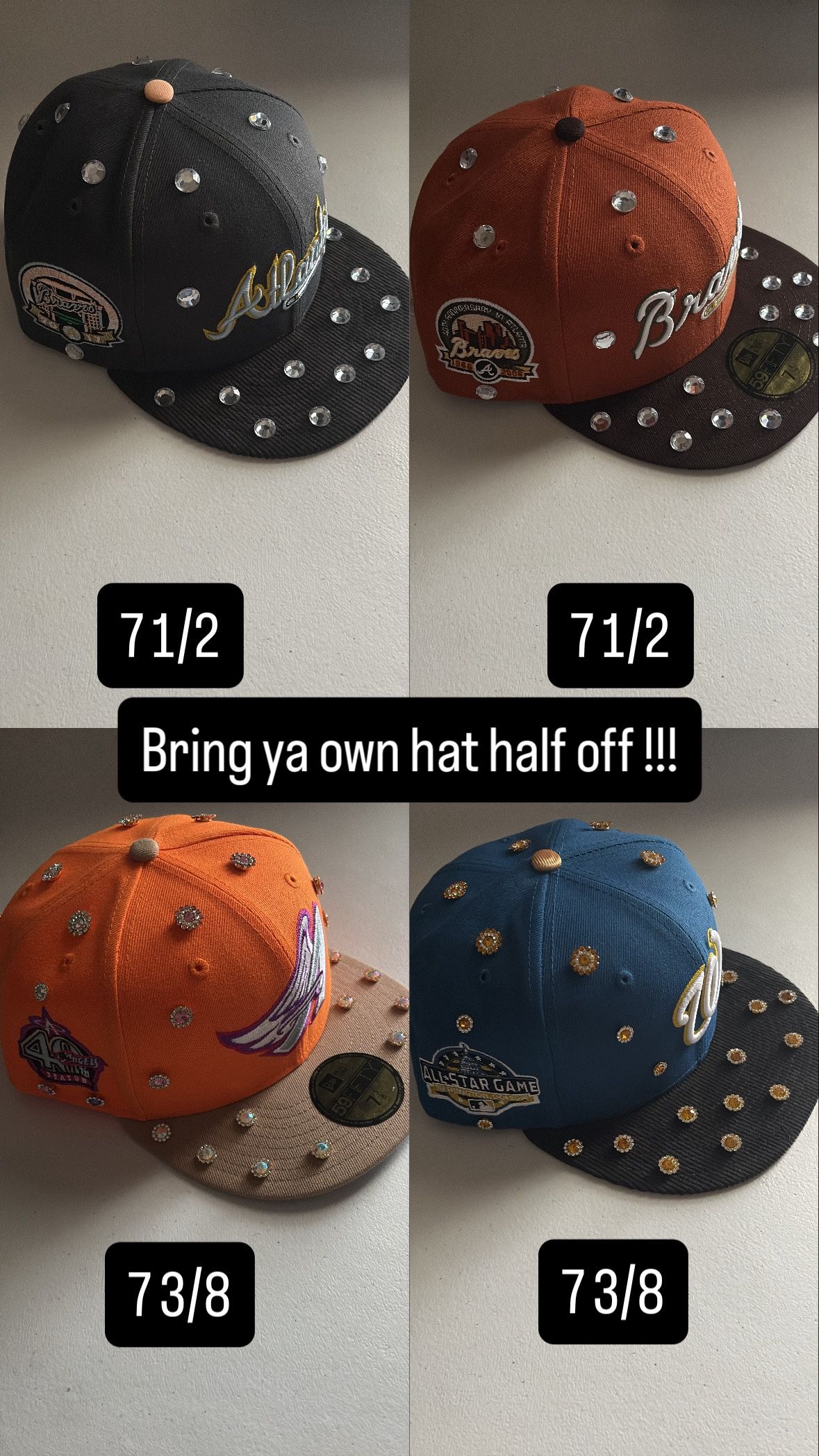 RHINESTONE FITTED NEW CAPS $90