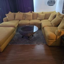 Large Sectional,  Mustard Yellow,  Good Condition 