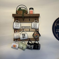 Cute Wood Wall Coffee Mug Holder