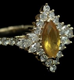 Yellow Sapphire Diamond Engagement Ring 10K Gold