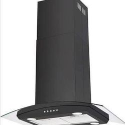 New Island Range Hood 36”  700 CFM Ceiling Mount Kitchen Vent Hood Ducted/Ductless Convertible Black