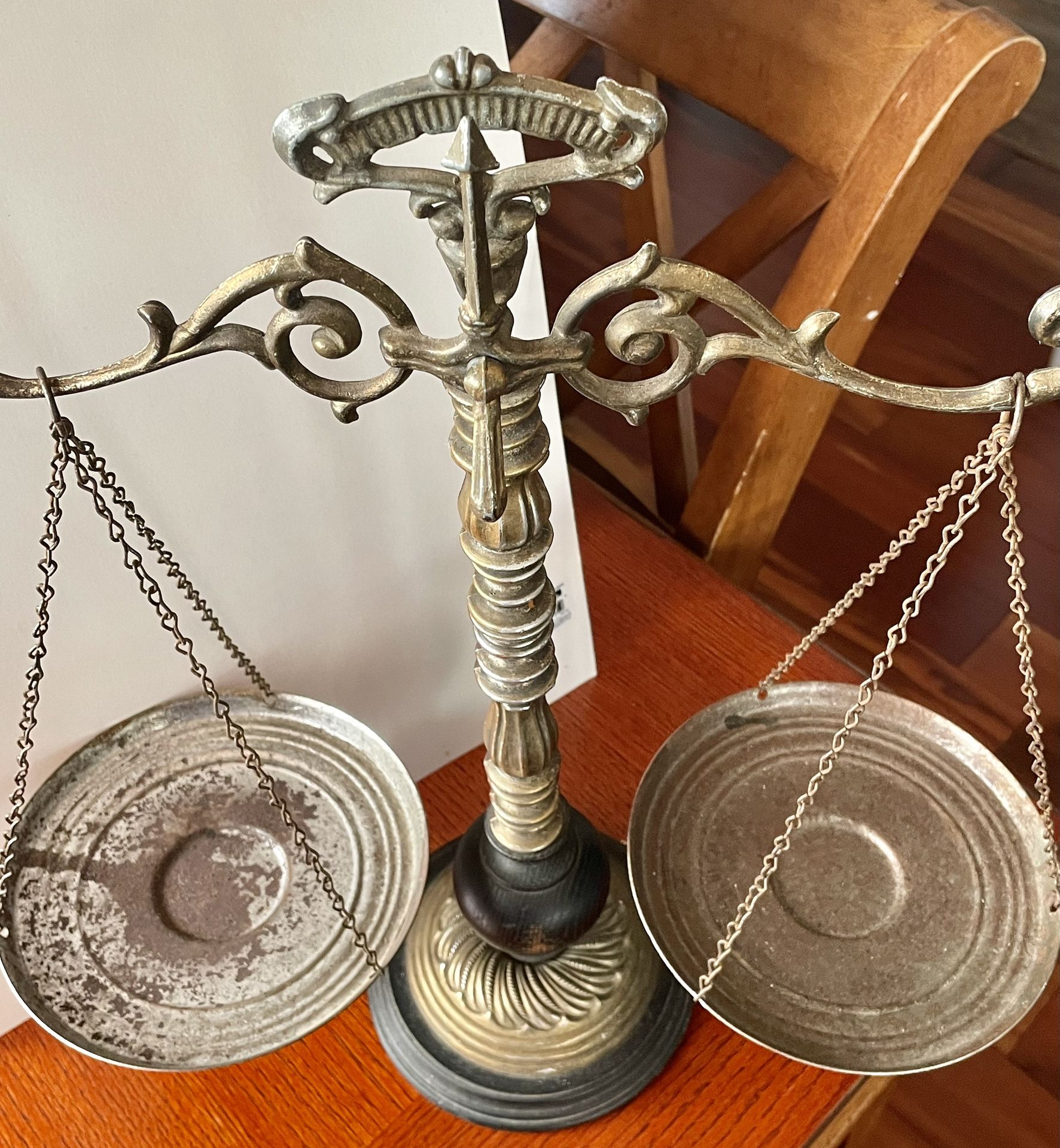 Vintage Balance Scale Wooden And Brass