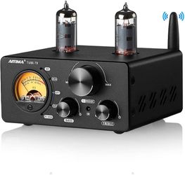 AIYIMA T9 100W*2 Bluetooth Stereo Amplifier Class D Amp 2.0/2.1 Channel Tube Power Amp with PC-USB DAC Coaxial Optical inputs &VU Meter & Bass Treble 