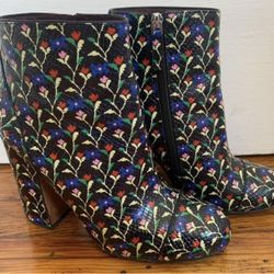 Marc Jacobs Cora Snake Floral Ankle Boots  size 9.5/40