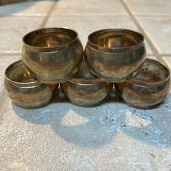 5 Vintage Brass Napkin Rings