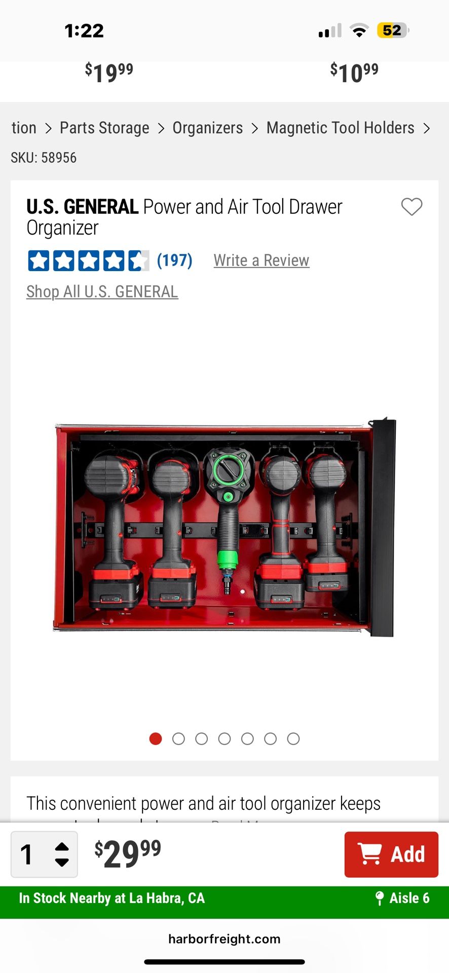 Us General Power In Air Tool Drawer Organizer