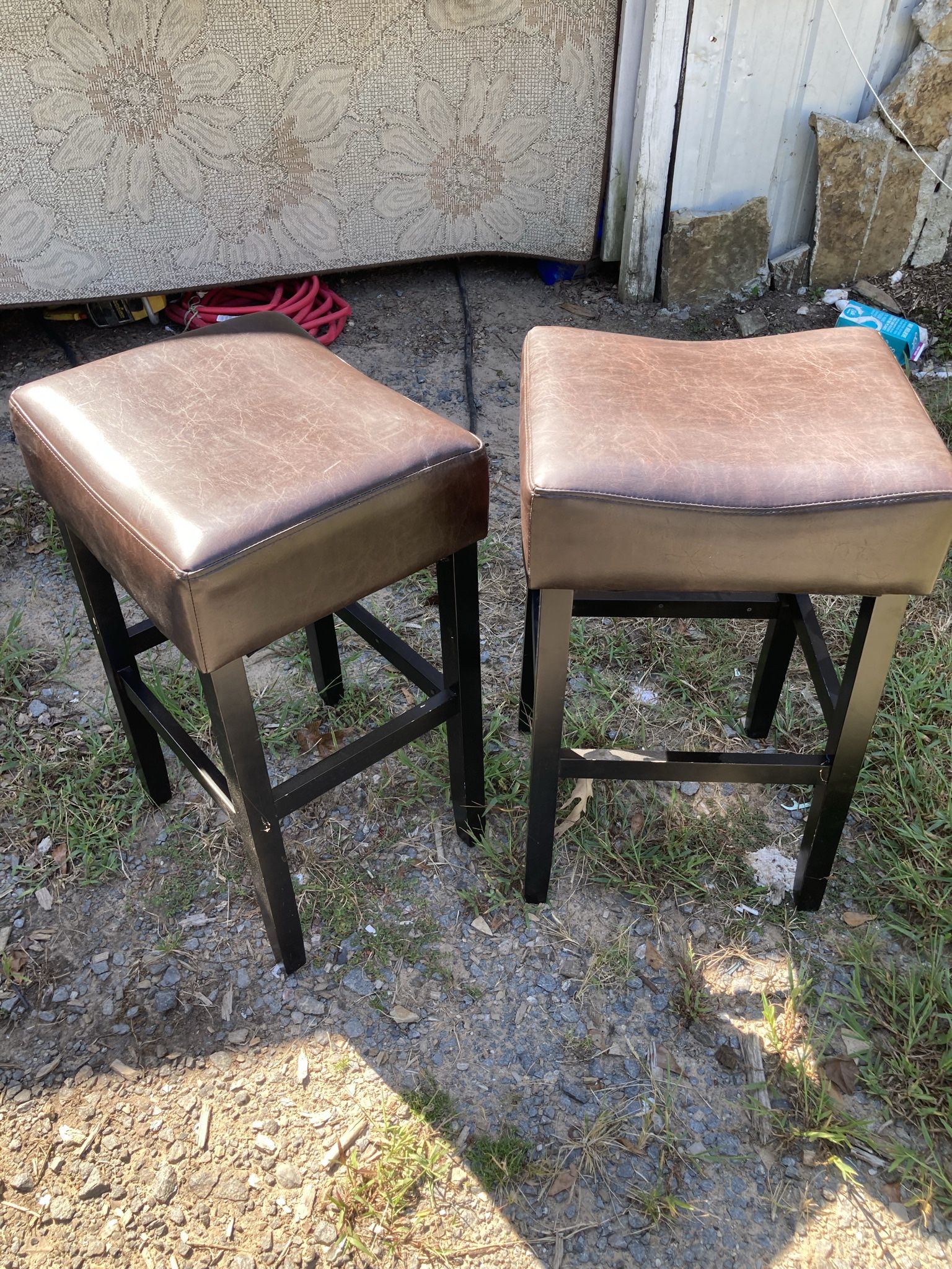 Brown Leather bar stools 