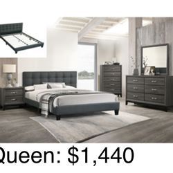 Beautiful Modern Queen size Complete Bedroom Set. Mattress Sold Separately 