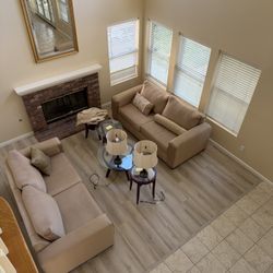 2 Matching Sofas Custom Made.  Reduced!!  Heavy Wood Construction! 