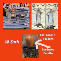 $5 EACH. TWO CANDLE HOLDERS