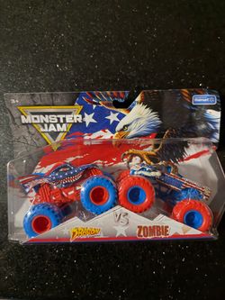 Monster jam stars and stripes. Dragon vs zombie