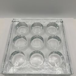 Tealight Holder(9)  Heavy Glass Square 7.25 Inch x 7.25 Inch. 