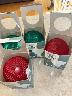 4New Old Stock Supreme ExtraLife 100 Watt Flood Light Bulbs RED GREEN