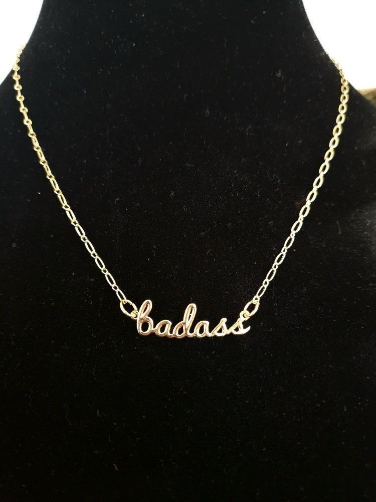 14K Gold Plated Script Necklace "badass"