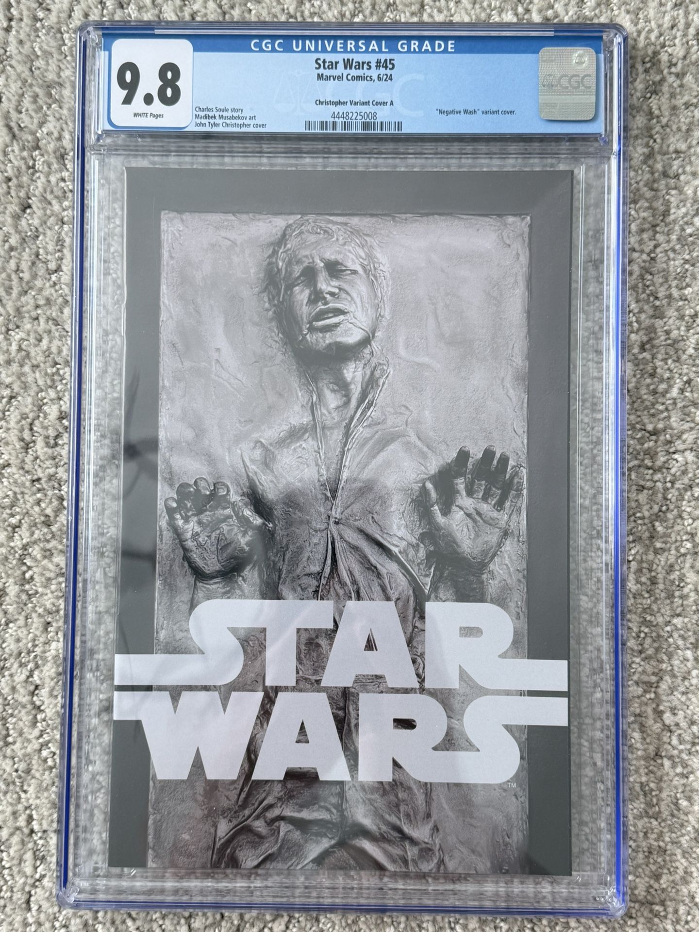 STAR WARS #45 JTC HAN SOLO CARBONITE NEGATIVE WASH VARIANT 2024 CGC 9.8