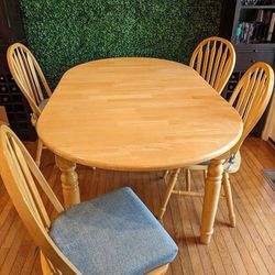 Wood Dining Table With Four Chairs And A Leaf - Will Deliver
