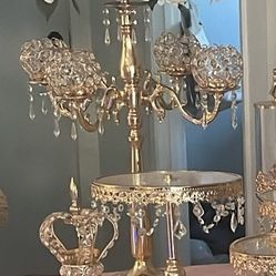 2 Gold New Candelabra Candle holder centerpiece With Flowers Wedding Quinceanera Party Decoration 