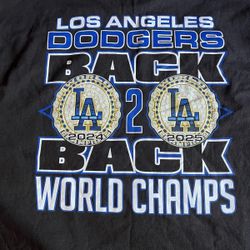 Los Angeles Dodgers 2024-2025 Back 2 Back World Champs Black T-Shirt