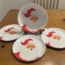 Retro Target Santa Melamine Appetizer Plates (4)
