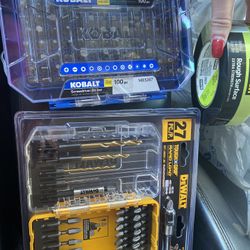 $43.00 Receipts! $14.99 KOBALT 100pc screw Bits || $19.99 DEWALT 27pc Screw Bits, Adapter And Titanium Drill Bits $5 Painters tape - Rough surface