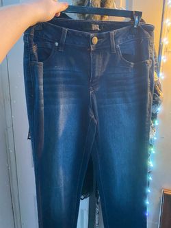 1822 Denim Dark Wash Jeans with Lace Hem