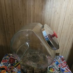 Large Glass Candy / Cookie Jar with Lid $20